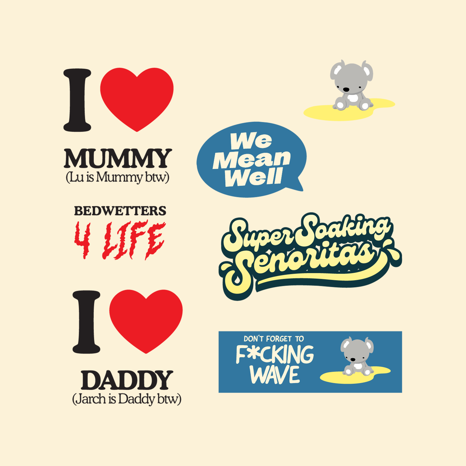 Sticker Pack (7 stickers) – We Mean Well